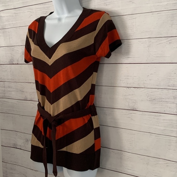 Vintage Striped V-Neck Capped Sleeve Sweater - Picture 5 of 8